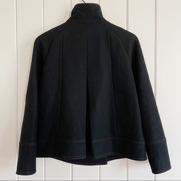 Rebecca Taylor Wool Black with Pink Swing Pea Coat - Picture 5 of 7